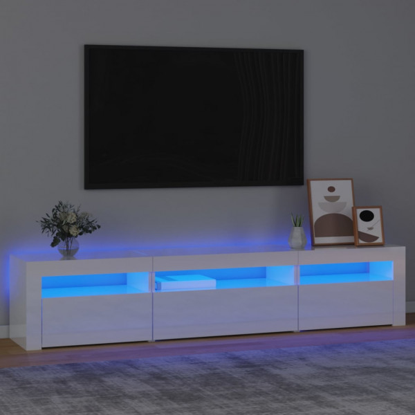 Mueble de TV con luces LED blanco brillante 195x35x40 cm D