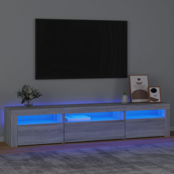 Mueble de TV con luces LED gris sonoma 195x35x40 cm D