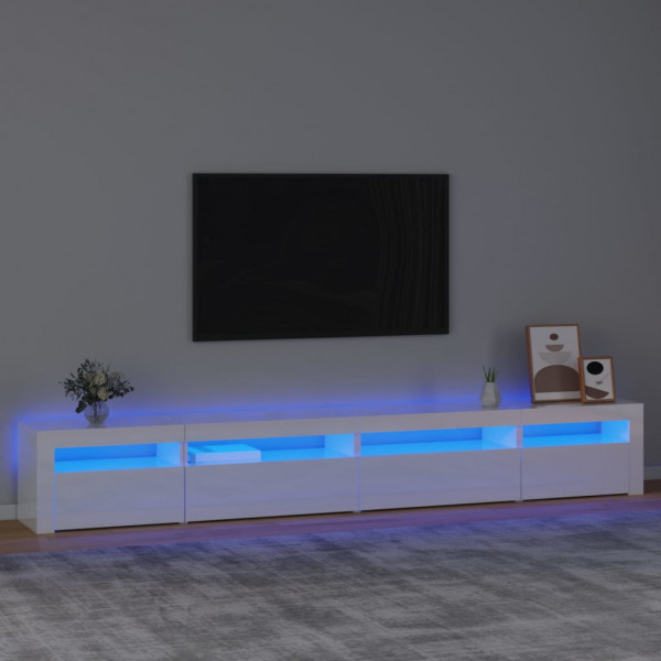 Mueble de TV con luces LED blanco brillante 270x35x40 cm D