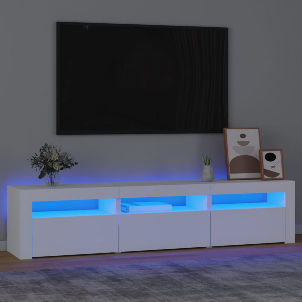 Mueble de TV con luces LED blanco 180x35x40 cm D