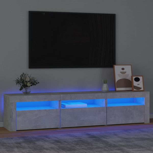 Móvel de TV com luzes LED cinza concreto 180x35x40 cm D