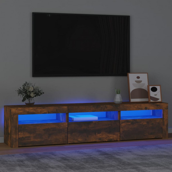 Móvel de TV com luzes LED cor carvalho fumado 180x35x40 cm D