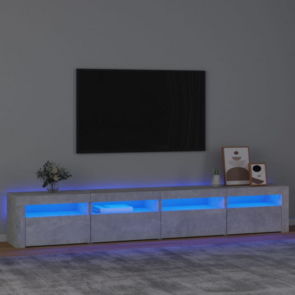 Móvel de TV com luzes LED cinza concreto 240x35x40 cm D