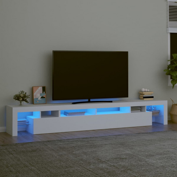 Mueble de TV con luces LED blanco 260x36.5x40 cm D