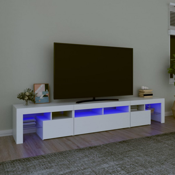 Mueble de TV con luces LED blanco 230x36.5x40 cm D