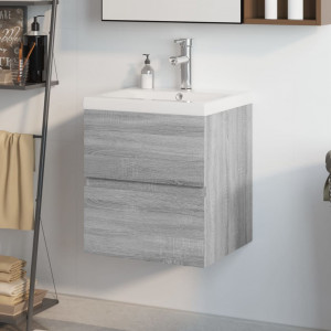 Mueble de baño con lavabo madera contrachapada gris Sonoma D