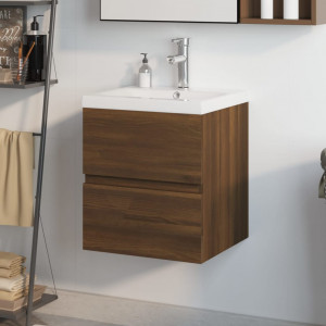 Mueble de baño con lavabo madera contrachapada marrón roble D