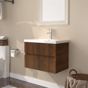 Mueble de baño con lavabo madera contrachapada marrón roble D