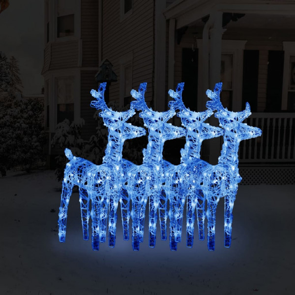 Renos de Natal 4 unidades 160 LED azul acrílico D