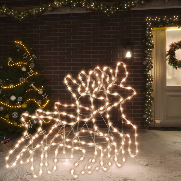 Figura de reno Navidad con LED 3 uds blanco cálido 57x55x4.5 cm D