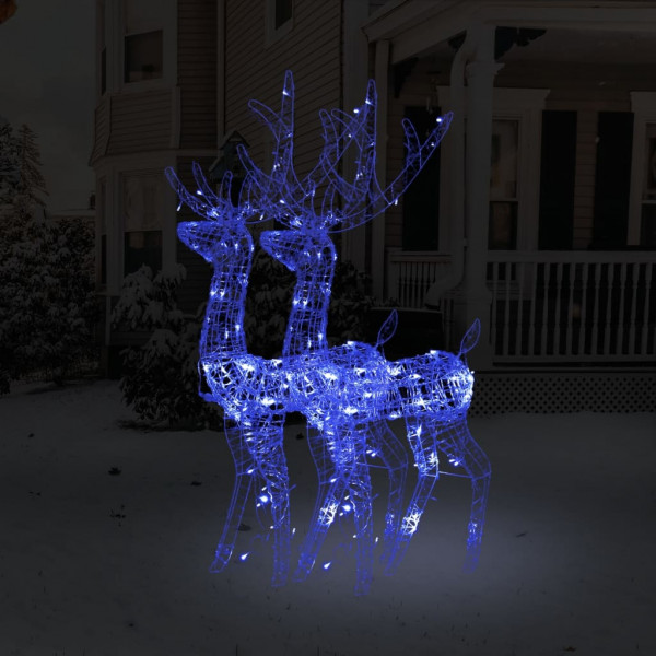 Adorno de renos de Navidad acrílico 2 uds azul 120 cm D