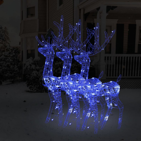 Enfeite de rena de Natal em acrílico 3 peças azul 120 cm D