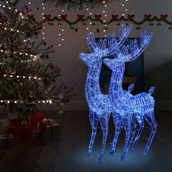 Renos de Natal acrílico 250 LED 2 uds azul 180 cm D