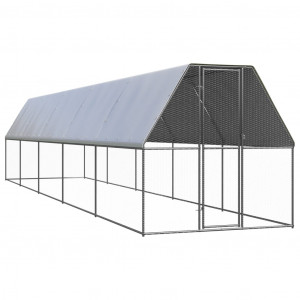 Caixa de galinhas exterior de aço galvanizado 2x10x2 m D