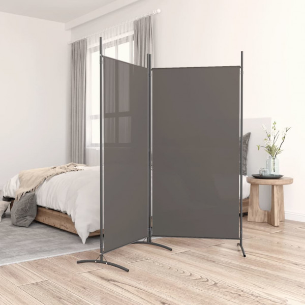 Biombo divisor de 2 painéis de tecido cinza-antracita 175x180 cm D