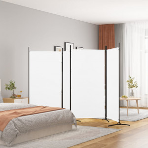 Biombo divisor de 4 painéis de tecido branco 346x180 cm D