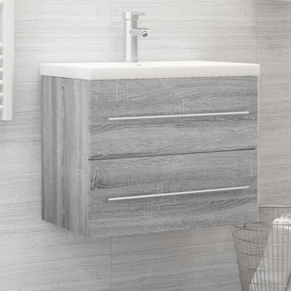 Mueble de lavabo madera contrachapada gris Sonoma 60x38.5x48 cm D