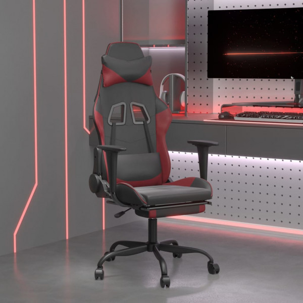 Cadeira de massagem gaming suporte de pés pele sintética preto vermelho vermelho D