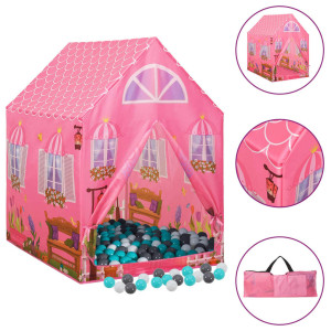 Tienda de juegos para niños con 250 bolas rosa 69x94x104 cm D