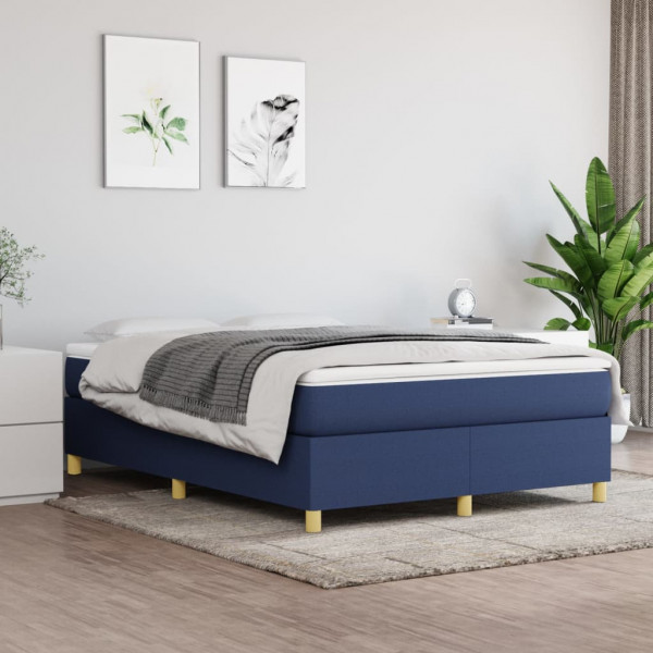 Estructura de cama box spring tela azul 140x200 cm D