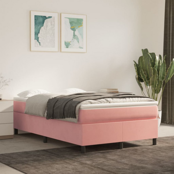 Estructura de cama box spring terciopelo rosa 120x200 cm D
