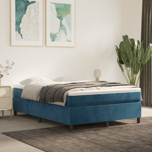 Estrutura da cama box spring veludo azul escuro 140x200 cm D