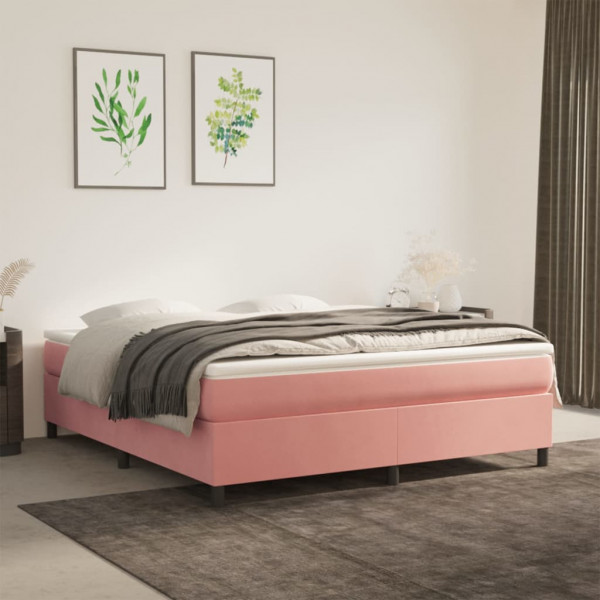 Estructura de cama box spring terciopelo rosa 160x200 cm D