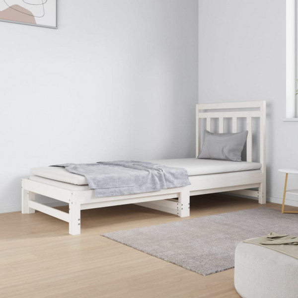 Sofá cama removível madeira maciça de pinho branco 2x(90x190) cm D