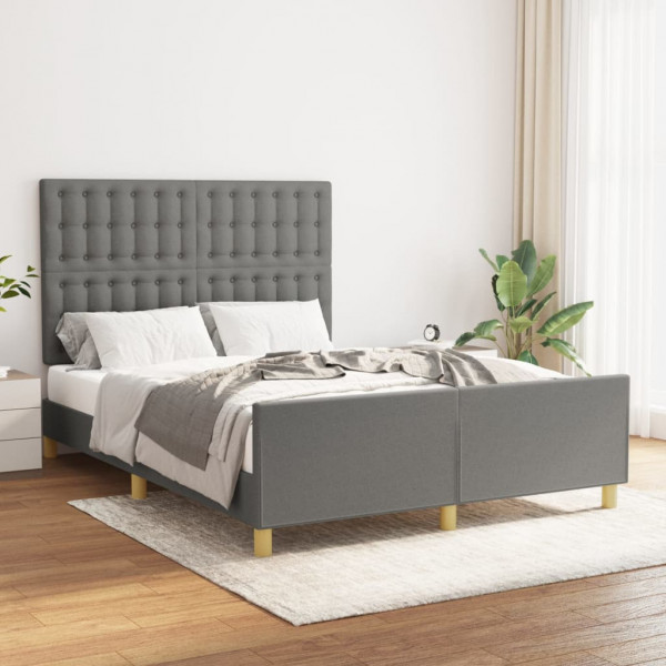 Estructura de cama con cabecero de tela gris oscuro 140x190 cm D