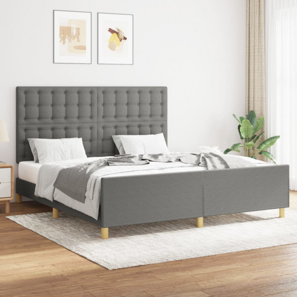 Estructura de cama con cabecero tela gris oscuro 160x200 cm D