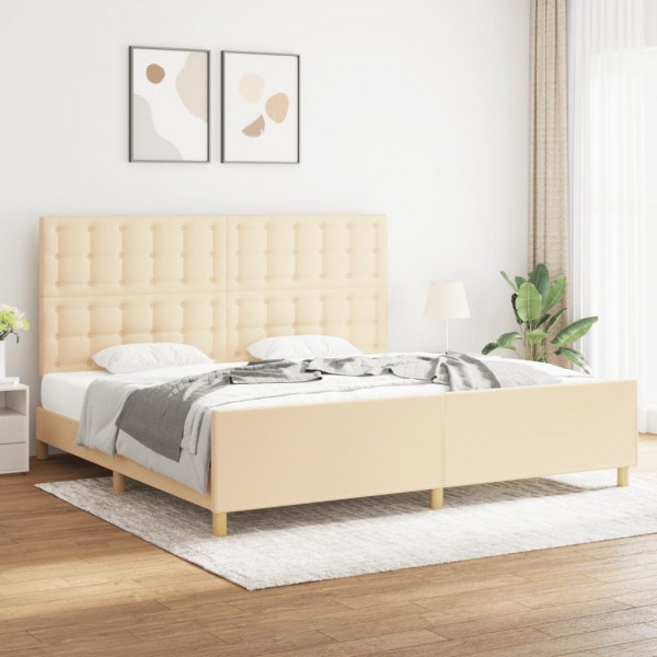 Estructura de cama con cabecero de tela color crema 200x200 cm D