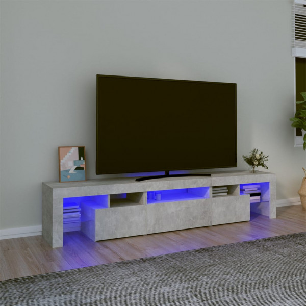 Móvel de TV com luzes LED cinza concreto 200x36,5x40 cm D