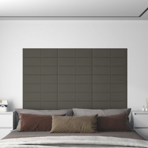 Paneles de pared 12 uds terciopelo gris oscuro 60x15 cm 1.08 m² D