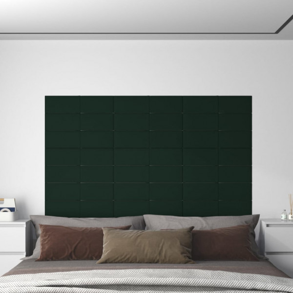 Painéis de parede 12 UDs Velvet verde escuro 60x15 cm 1,08m² D
