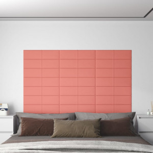 Painéis de parede 12 peças veludo rosa 60x15 cm 1,08 m² D