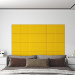 Paneles de pared 12 uds terciopelo amarillo 60x15 cm 1.08 m² D