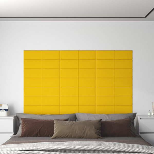 Painéis de parede 12 peças veludo amarelo 60x15 cm 1,08 m² D