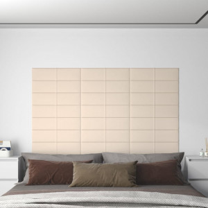 Paneles de pared 12 uds terciopelo color crema 60x15 cm 1.08 m² D