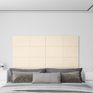 Paneles de pared 12 uds terciopelo color crema 90x30 cm 3.24 m² D