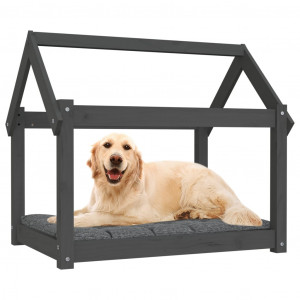 Cama para cachorro em madeira maciça de pinho cinza 81x60x70 cm D