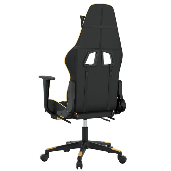 Silla gaming con reposapiés cuero sintético negro dorado M 5