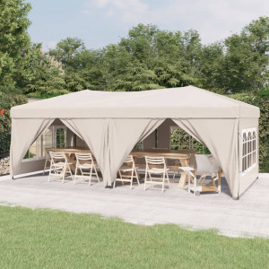 Carpa para fiestas plegable con paredes laterales crema 3x6 m D