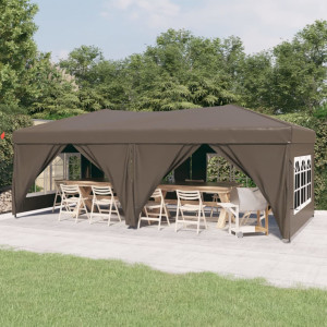 Carpa para fiestas plegable con paredes gris taupé 3x6 m D