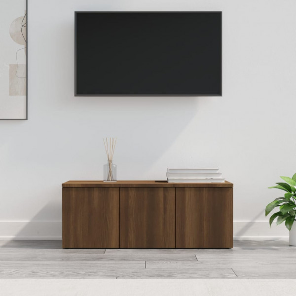 Mueble TV madera contrachapada color marrón roble 80x34x30 cm D