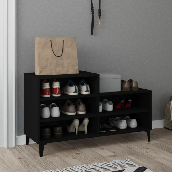 Mobiliário calçado madeira contraplacada preto 102x36x60 cm D