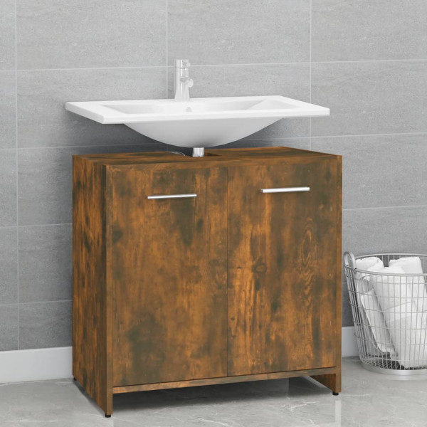 Armario de baño madera contrachapada roble ahumado 60x33x60 cm D