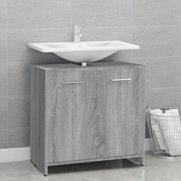 Armário de banho madeira revestida cinza Sonoma 60x33x60 cm D