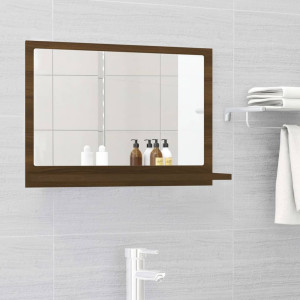 Espejo de baño madera contrachapada marrón roble 60x10.5x37 cm D