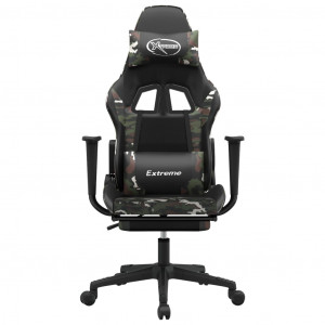 Silla gaming masaje reposapiés cuero sintético negro camuflaje D