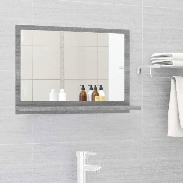 Espejo de baño madera contrachapada gris Sonoma 60x10.5x37 cm D